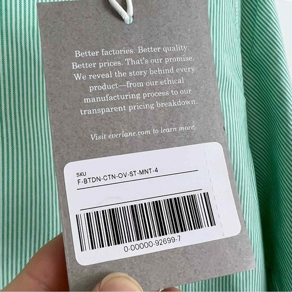 NEW EVERLANE The Silky Cotton Women's Relaxed Button Down Shirt Mint WOMEN 4 - Picture 6 of 14